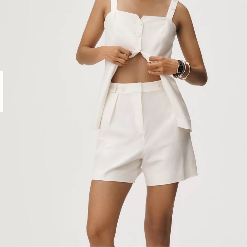 10 Crosby Derek Lam High Waist Cream Shorts